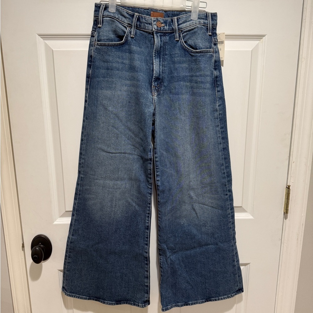 MOTHER Wide Leg Flare Jeans in Medium Blue Wash